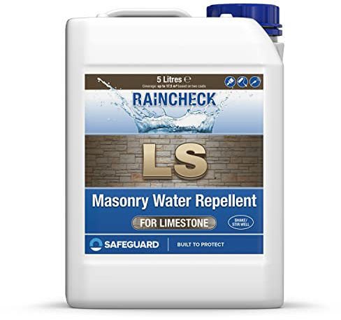 Raincheck Hydrofuge Façade 5L – Imperméabilisant Pierre Calcaire & Travertin – Incolore, Respirant – Protection 10 Ans – Rendement 17m²