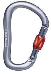 BLACK DIAMOND RockLock Screwgate Carabiner | Hot-Forged, Lightweight | Keylock Nose | Secure Locking Biner for Belaying & Rappelling | Gray