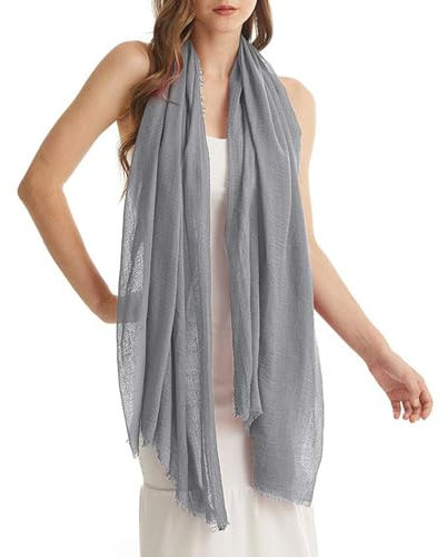 Kakaly Damen-Schal, Baumwoll-Leinen, schick, einfarbig, weich, groß, lang, Schal, Kopftuch, leicht, Halstuch, Hijab, 180 x 100 cm