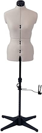 Sewing Online Adjustable Dressmakers Dummy, in Grey Fabric with Hem Marker, Dress Form Size 10 to 16 - Pin, Measure, Fit and Display your Clothes on this Tailors Dummy - SW150-GREY