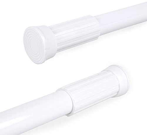 MERCURY TEXTIL- Barra de Aluminio Ajustable y Extensible para Cortinas de ducha, Armarios y Cocina sin taladro ni tornillos de fácil montaje. Barra de tensión telescópica. (Blanco 110-200)