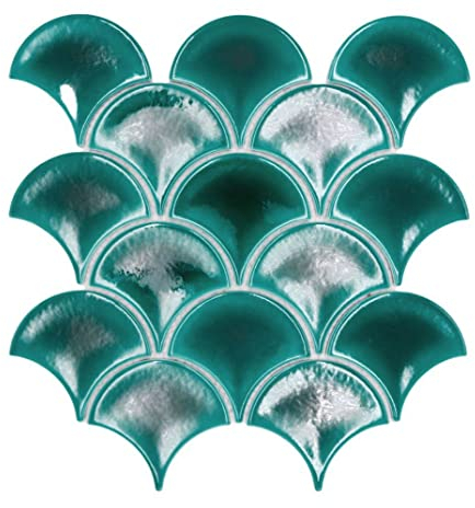 Piastrelle in ceramica a mosaico scomparti per pesci, tinta unita verde scuro ghiaccio crackled stile parete piastrelle cucina doccia