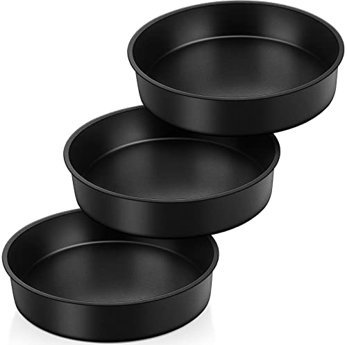 TEAMFAR 21,2cm Rund Backform, 3 Stück Edelstahl Kuchenform Backformen Set, Tortenform aus Edelstahlkern mit Antihaftbeschichtung, Gesund & Ungiftig, Leicht zu reinigen