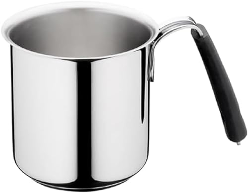 Lagostina Tempra Acciaio Bollilatte, Pentolino Ø 16 cm in Acciaio Inox 18/10, con Fondo Lagotherm e Manico in Silicone, Pentolino adatto a Induzione, Gas e Forno