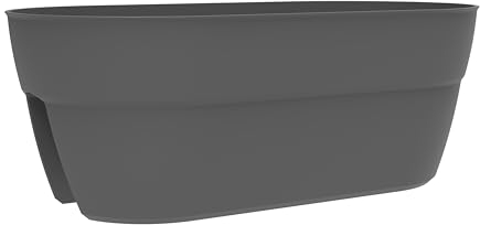EDA - Jardinière Cavalière Osaka 19,5 L - Système de Fixation Simple et Breveté - pour Balcons et Rambardes - 56 x 30,1 x H.20,6 cm - Gris Anthracite