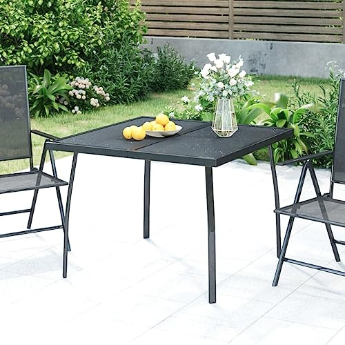 FOZICV Mesa de jardín antracita 100 x 100 x 72 cm de acero muebles de terraza exterior resistente a la intemperie mesa de balcón Balcony Table mesa de salón mesa auxiliar mesa de comedor exterior