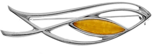 SilverAmber Jewellery UK - AC804 Broche classique en ambre de la Baltique et argent sterling 925