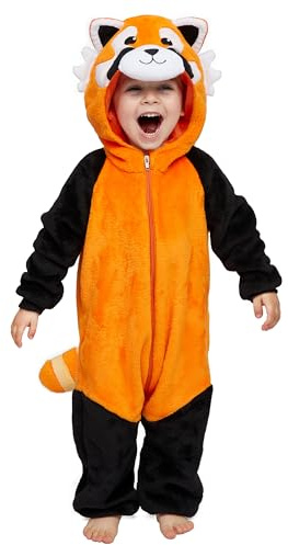 Spooktacular Creations Unisex nyfödd baby pyjamas röd panda huva kostym svans pyjamas med huva dragkedja cosplay kostym (12–18 månader)