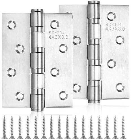 2 Pcs Puertas Madera, 100mm de Acero Inoxidable, Bisagras Plegables para Puerta, Bisagras de Puerta con Cojinetes de Bolas para Cajas de Madera Ventanas Armarios Cajones