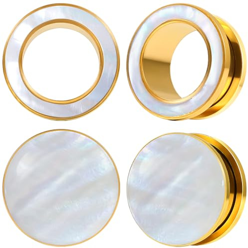 DOEARKO Dilatatore Orecchio Flesh Tunnel in Acciaio Inossidabile Double Flared Tunnel Ear Tunnel Expanders Stretchers Piercing Barretta Tunnel per Uomini e Donne,6mm a 25 mm (Oro, 10mm)