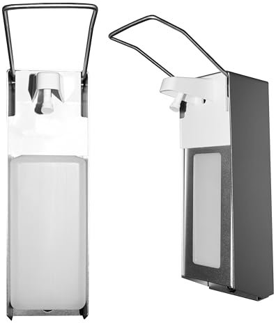 Hygiene365 Desinfektionsmittelspender Aluminium, Eurospender 500-1000ml – Wandhalterung, Langer Armhebel, abschließbar, für Seife & Desinfektionsmittel, hygienisch & stabil (Mit Flaschenblende)