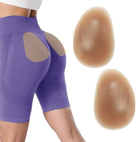 POMAMZ Coussinets Fessiers En Silicone Amovibles,Réutilisables Auto-Adhésifs Invisibles,Rehausseur De Fesses Usage Quotidien, Caramel, M