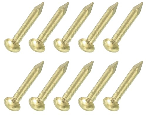 QUARKZMAN 100 Pezzi Piccoli Chiodi Hardware, 2 X 15mm Testa Tonda Ottone Chiodi Comuni Finitura Per Lavorazione Legno Casa Appendere Quadri Progetti DIY, Oro