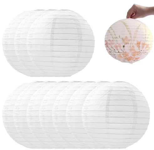 Lanterna di Carta,10 Pezzi Lanterne di Carta Bianca,Lanterne Cinesi,15cm Paper Lanterns,Pieghevoli Riutilizzabile,per Decorazioni Festa Compleanno Matrimonio Natale