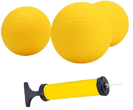 wisoolkic Roundnet Spelbollar Spikspel Ersättningsbollar Tjocka PVC Hållbara Mjuka Uppblåsbara Boll Snabb Uppblåsningspump PVC Uppblåsbara Boll Med Pump Stark Gul Mjuk, Gul, 3.5 tum 3 st
