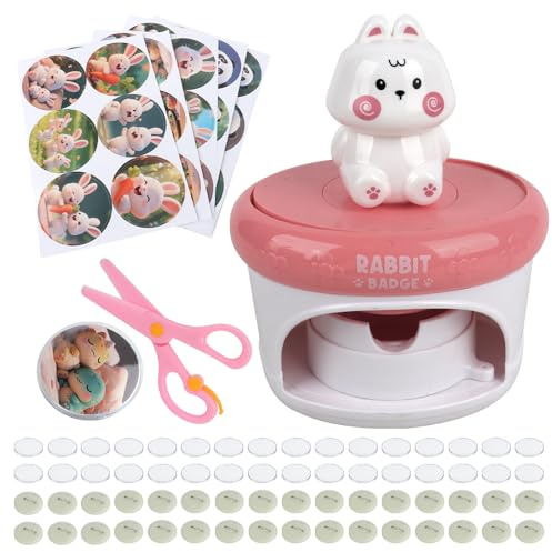 KBIBCK Máquina para hacer botones de 60 mm, kit para hacer insignias, máquina para hacer insignias con 32 insignias/72 patrones, sin instalación, kit redondo para proyectos escolares de niños
