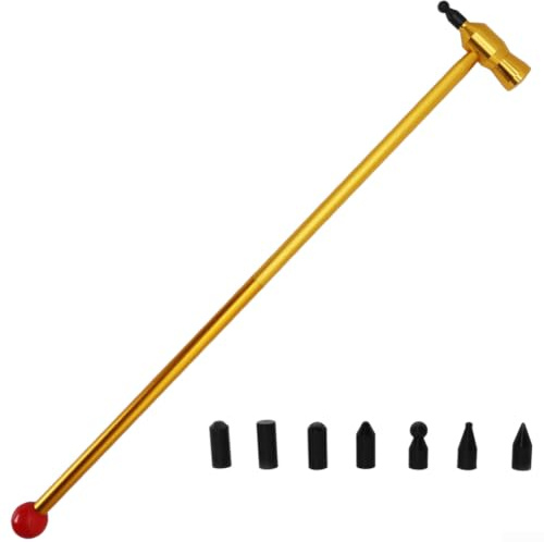 Aprilsunnyzone Martillo de reparación de abolladuras de aluminio ajustable con 7 cabezas | Aleación de aluminio, 7 cabezales de goma suave, seguro para pintura, para coches, motocicletas, electrodomésticos,