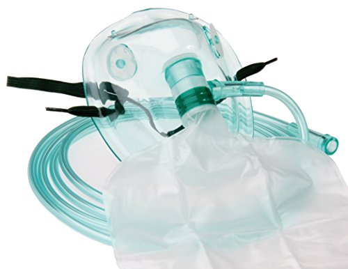 Tiga-Med Sauerstoffmaske Orig DEHP-frei Hohe Konzentration mit Reservoirbeutel f. Erwachsene 1 Stück mit grünem 210cm Sauerstoffschlauch
