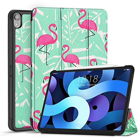 TNP iPad Air 4 Hülle für iPad Air 4. Generation Modell 2020-10,9 Zoll, dünner und leichtgewichtiger Schutzhülle, iPad Air Case, mit Auto Schlaf/Wach Funktion, PU-Leder Cover, Flamingo