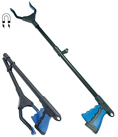 Antter Pinza Raccogli Oggetti, Pinza Telescopica Pieghevole Pinza Prensile Raccoglitore di immondizia Pinza Morsetto in Gomma Raccoglitore per Rifiuti, 81cm