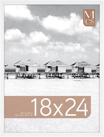 MCS Foundation 18x24 Poster Frame Traditional White, Vertical & Horizontal Wall Hanging Large Picture Frame for Photos, Posters & Art Prints (1-Pack)