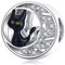 Qings Katze Cat Charm Mond Charms Kompatibel für Armband Armreif 925 Sterling Silber Halloween DIY Schwarz Tier Charme Schmuck Damen