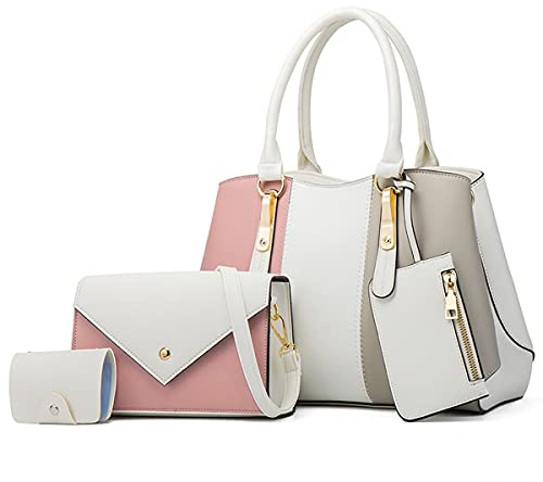 AioTio Bolsos de Mujer Grande Bolso de Hombro Bolso Bandolera Tote Bolso de Mano Cuero PU Conjunto de Bolsa Mujer Tarjetero Billetera 4pcs Set