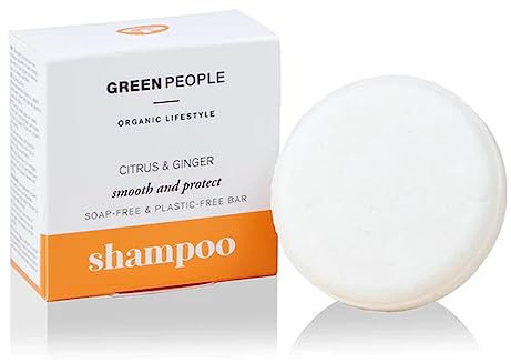 Green People Festes Zitrus-Ingwer-Shampoo 50g | Natürliches, bio-zertifiziertes Zero-Waste-Shampoo | Glanz & Schutz | Für tägliche Wäsche & Reisen | Für alle Haartypen | Tierversuchsfrei & Vegan