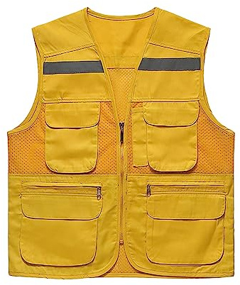 Mymyguoe Giubbotto di sicurezza per uomo e donna, multifunzione, traspirante, protezione di avvertimento, giacca da pilota, giacca da lavoro, giacca di sicurezza per attività all'aria aperta, gilet da
