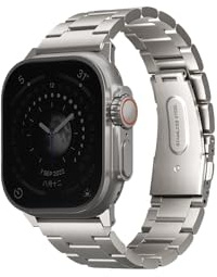 Uniq Osta Apple Watch Stahlband mit selbstverstellbaren Gliedern 49/45/44/42mm Größe Titan Silber, Titan-Silber, One Size, Minimalistisch