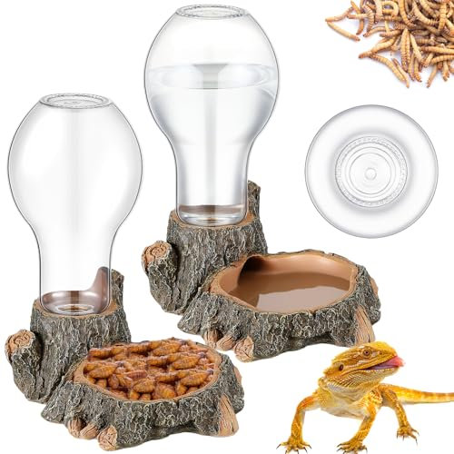 Briwooody 2 Pcs Reptile Water Dish Automatic Reptile Water Fountain 13.5 oz