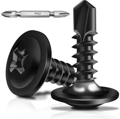 Lot de 50 vis à tôle 4,2 x 13 mm Vis autoforeuses en acier inoxydable Vis cruciformes à oxyde noir avec embout de tournevis