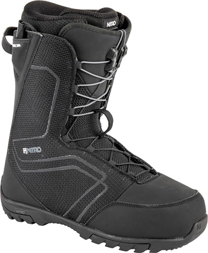 Nitro Herr snowboards Sentinel TLS '23 All Mountain Freestyle snabbsnörningssystem billig båt snowboardbåt, äkta svart, MP 31,5 // EU 47 1/3 // US 13,5