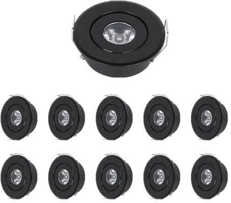 MRDEER Lot de 10 spots LED encastrables 230 V IP44 à spots de plafond, luminaires encastrables Mini Slim 20 mm ultra plats, blanc chaud 3000 K, spots encastrables orientables pour (Noir)