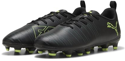 Puma Unisex-Kinder Future 8 Play Fg/Ag JrSoccer Shoe, Puma Black Fizzy Light Green Terrain, 4 UK
