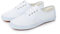 Womens Mens Plimsoles LACE UP Flat Pumps Plimsolls Canvas Slip-On Sneakers Size 6.5 White