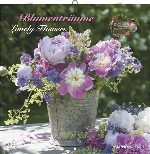 Alpha Edition - Fiori dei Sogni 2026 Calendario a Brossura, 30x30cm, Calendario da Parete con Spazio per Appunti e Appuntamenti, Immagini di Alta Qualità, Fasi Lunari,... e Date delle Vacanze DE/AT/CH