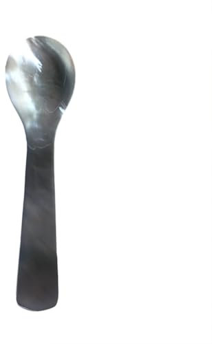 Uposao - Cuchara de huevo (9 cm), diseño de nácar de río, hecho a mano, de alta calidad, cuchara de caviar, huevos, helado, café,