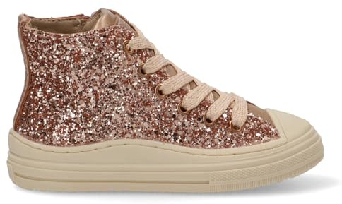 Etika Botas Deportivas para Niña, Zapatillas Altas con Glitter Brillante y Cremallera Lateral, Estilo Baloncesto para Uso Diario, Modelo 52461 Rosa - 35