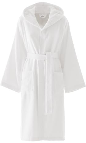 Bassetti Accappatoio Con Cappuccio, Bianco, 100% Cotone, Taglia L, Adulto Uomo Donna Unisex, In Spugna Morbido Assorbente Resistente E Lavabile In Lavatrice
