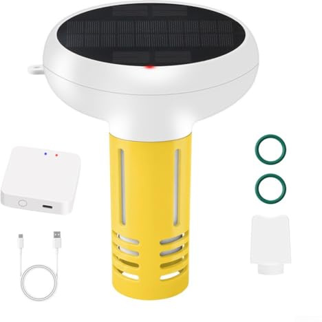 Monitor 7-in-1 intelligente per la qualità dell'acqua della piscina per l'app Tuya, tester digitale di pH, sale, ORP, conducibilità e temperatura con connessione WiFi per piscine con acqua salata