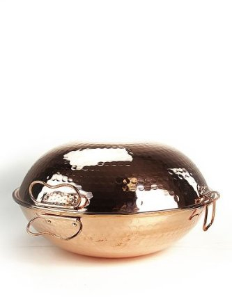 CopperGarden® Cataplana Bräter aus handverzinntem gehämmerten Kupfer mit ca 30 cm Durchmesser I Portugies. Kupferbräter mit perfekter Wärmeleitfähigkeit I Für Gas/Feuer/Grill & Backofen