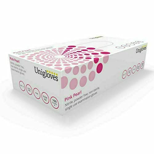 Unigloves Pink Nitrile Latex & Powder Free Gloves - Hairdressing Boxed x100 - EB0110 - Small - 100 Gloves (1 Box)