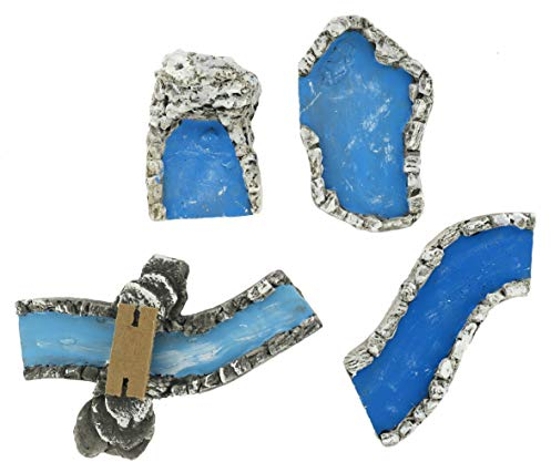 Ferrari & Arrighetti Fluss für Krippe, Zusammensetzbare Krippen-Flussläufe, 4 Kombinierbare Flussabschnitte zum Erstellen von Flüssen und Bächen für Krippen, Gips, Mehrfarbig, Gesamtlänge 47 cm