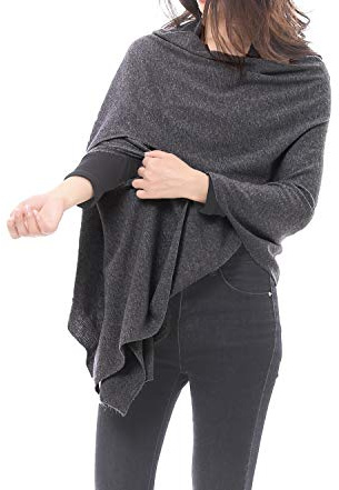 BRUCERIVER mélange de laine Multi - fonction multi - style long tricot poncho pour les femmes M/L (Dk.gray)