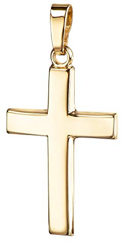 JEVELION Goldkreuz 585 Gold-Kreuz 14 Karat für Damen, Herren und Kinder Kreuzanhänger Kettenanhänger in gewölbter Form + Schmuck-Etui