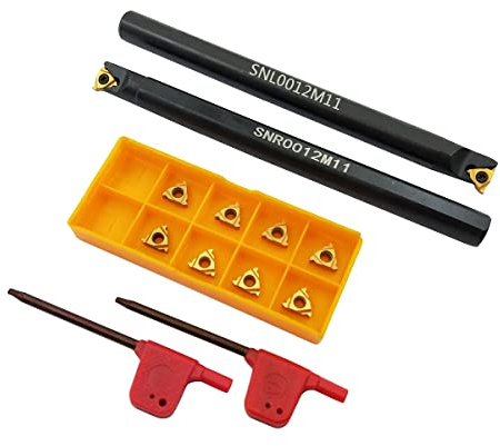 Barra alesatrice per tornitura SNR0012M11 + SNL0012M11, filettatura interna/esterna, con 5 inserti 11IR A60 + 5 inserti 11ER A60 in carburo