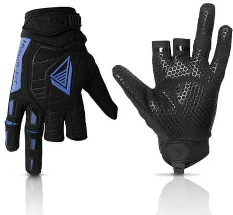Glove Station Hyper-Fit Gloves - Blue, Large - 2 Fingerless, Paintball & Airsoft Gear, Outstanding Grip for Combat, Hunting & Work