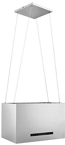 Gawany Cappa da Cucina ad Isola Sospesa LCD con Sensore 55 cm Acciaio Argento/Nero 55x37 cm 180 W 220-240 V, 50/60 Hz,Cappa Aspirante,Cappa a Isola