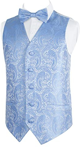 Alizeal Conjunto clásico de pajarita y chaleco de traje para niños